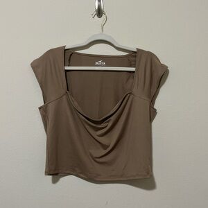 cropped baby tee w/ cowl neckline